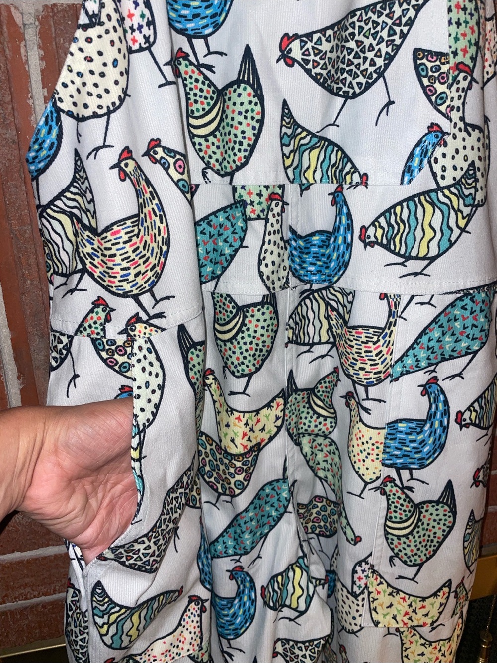 LA Soul Retro Chicken Print corduroy overalls - Picture 10 of 12